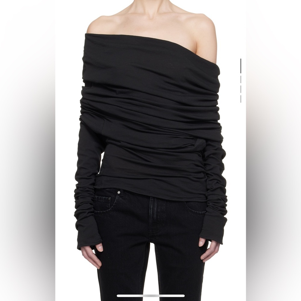 Bound Off-Shoulder Black Top NWOT